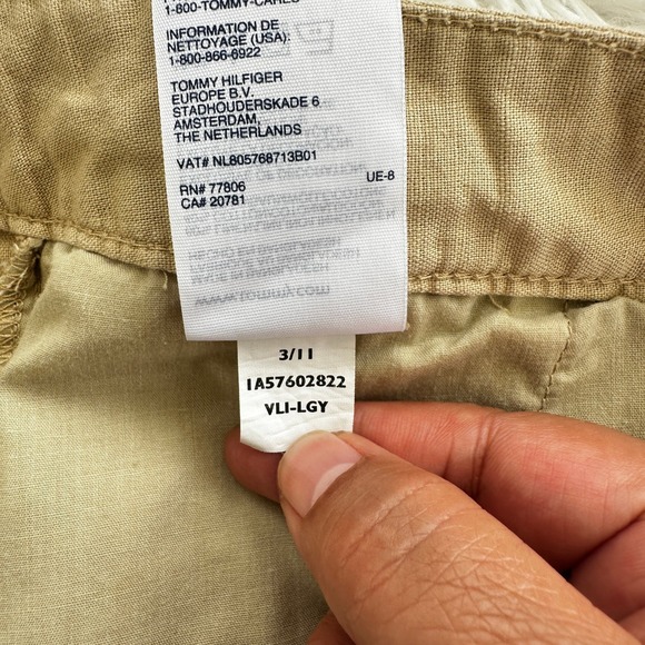 Tommy Hilfiger Pants Linen Blend Drawstring Casual‎ Minimalist Khaki Size 12 - Picture 12 of 12